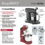 Berghoff Gem Retro 7L Siyah Artisan  Yüksek Performans Stand Mikser - Görsel 4